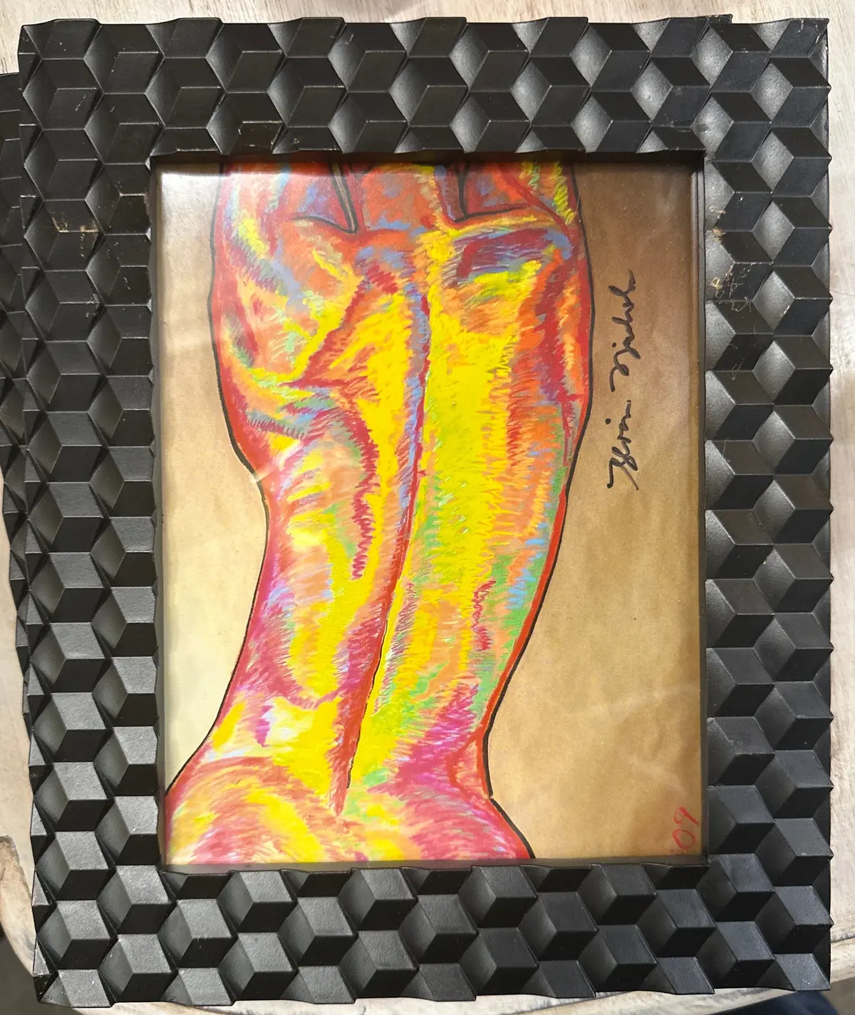 Pink And Yellow Nude Painting Of Man 1