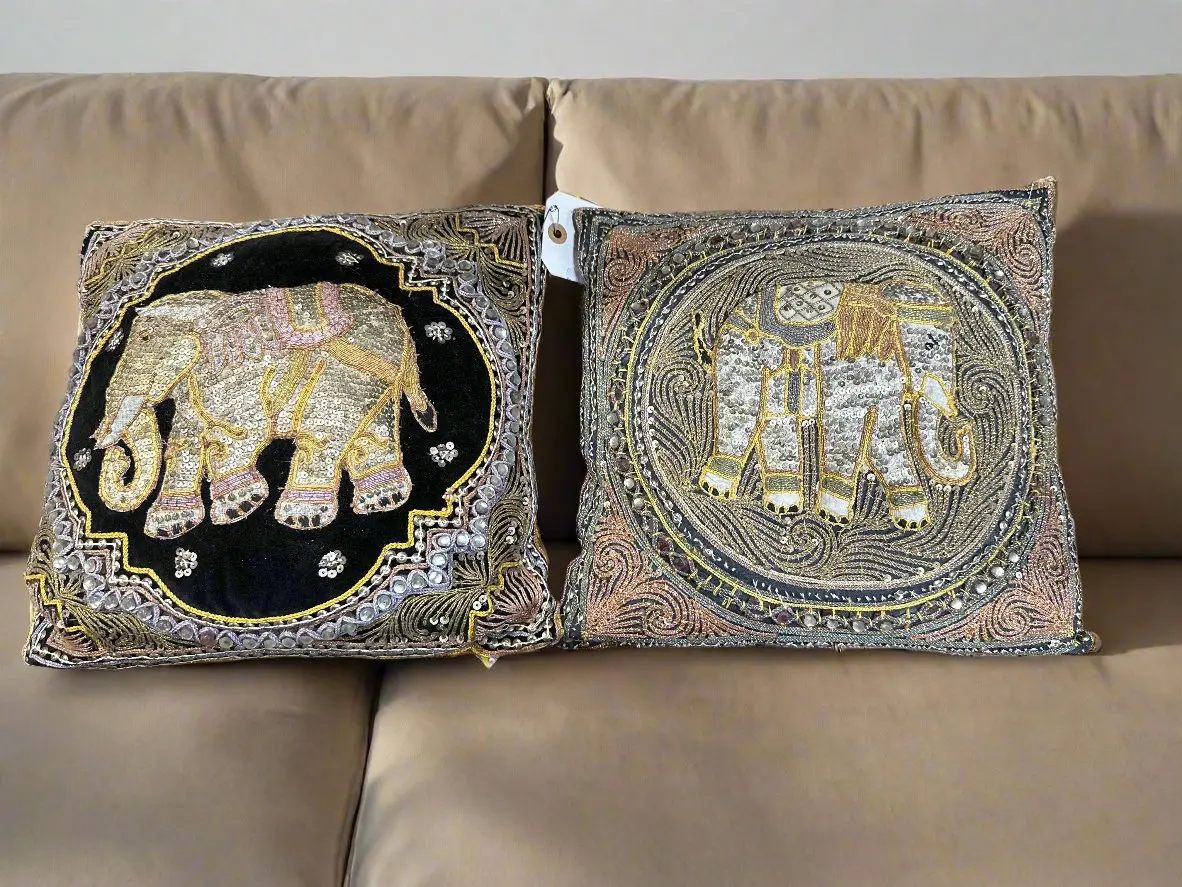 Pair Of Kalaga Elephant Pillows-As Found 1