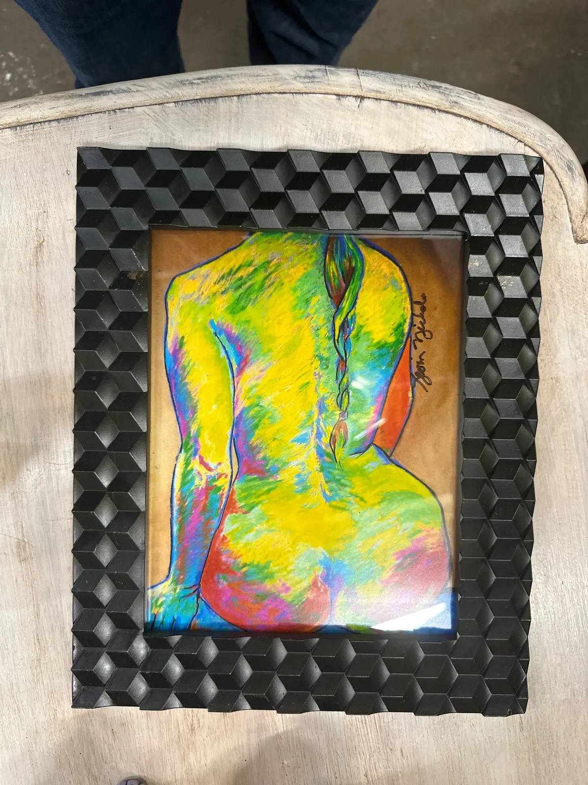 Yellow And Green Nude Painting Of Woman 1