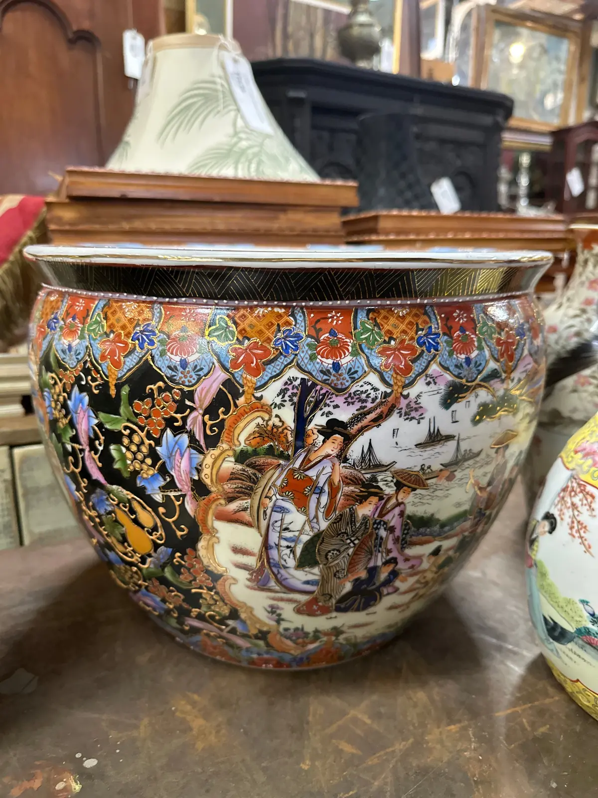 Large Japanese Satsuma Fish Bowl 1
