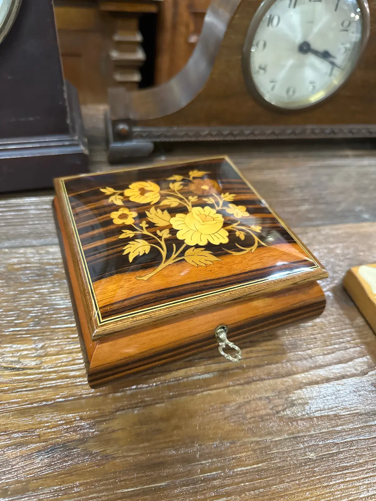 Dark Brown Wood Musical Jewelry Box 1