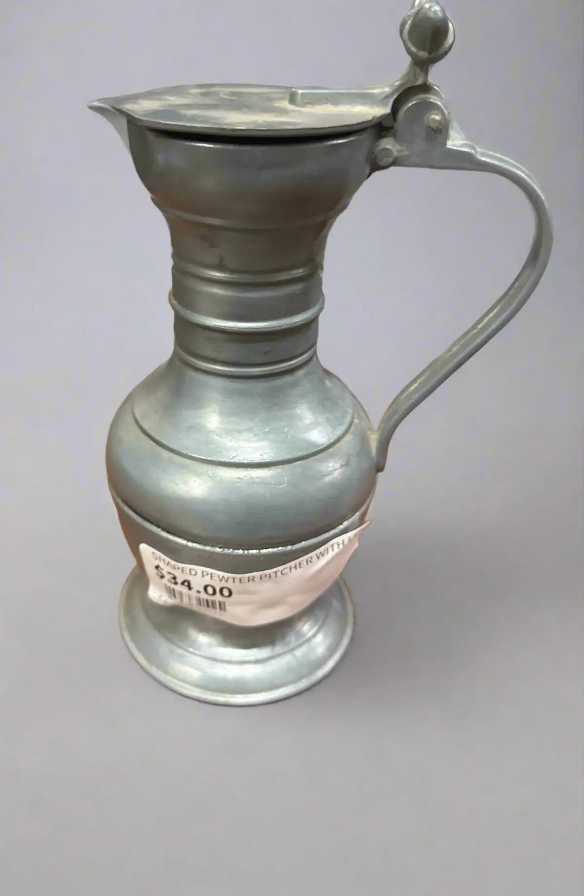 Shaped Pewter Pitcher With Lid 1