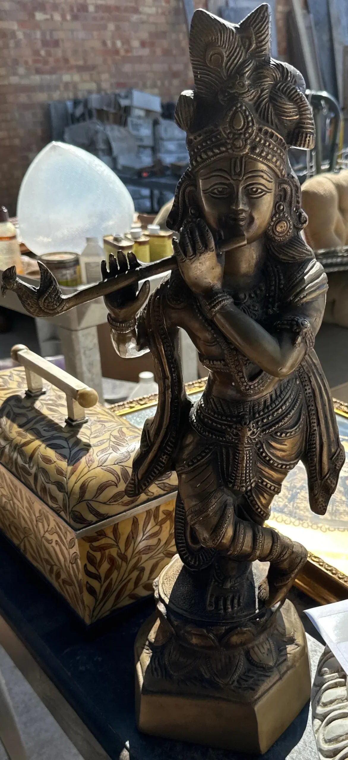Brass Large Statue Of Hindu Deity Krishna 1