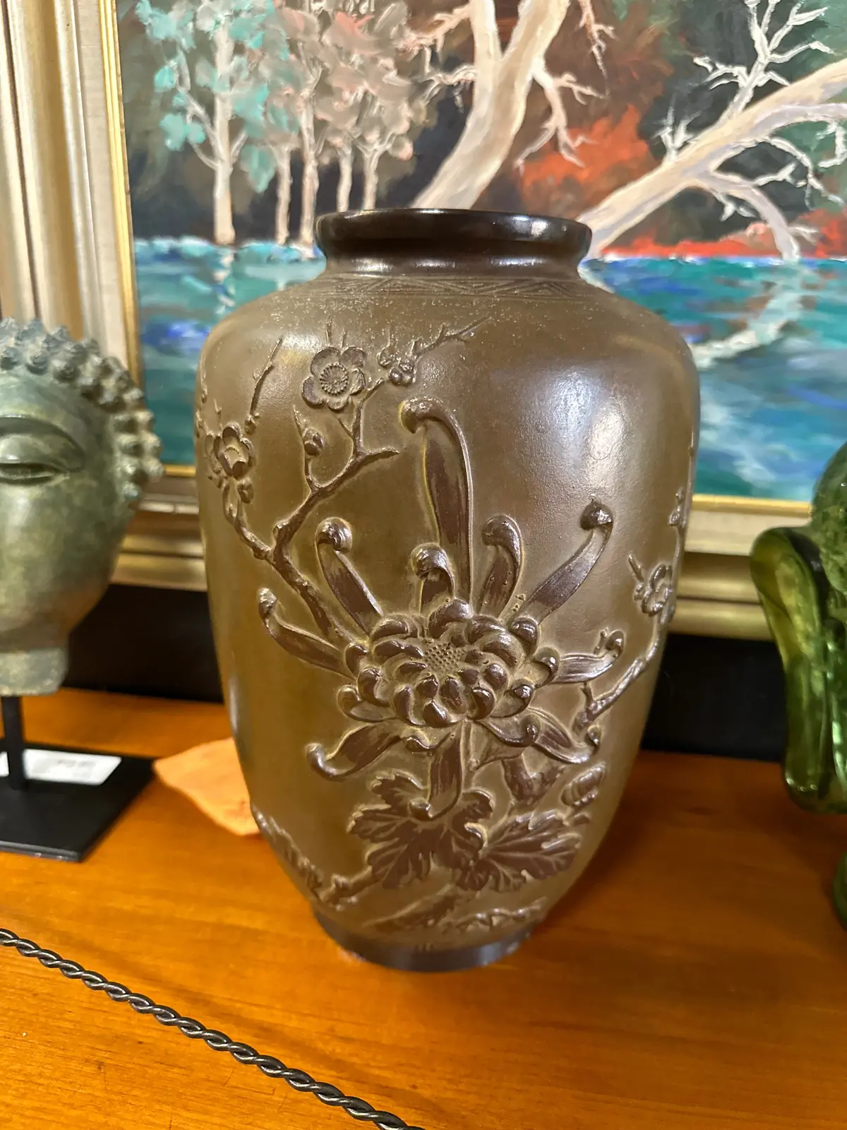 Japanese Pottery Vase With Dogwoods 1