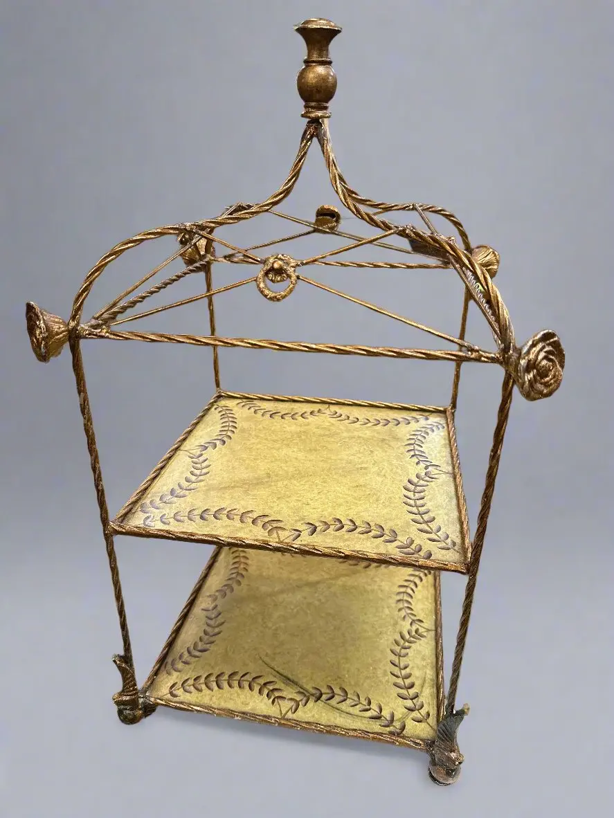 Early 20Th Century Gold Regency Two Shelf Patisserie Stand Display 1