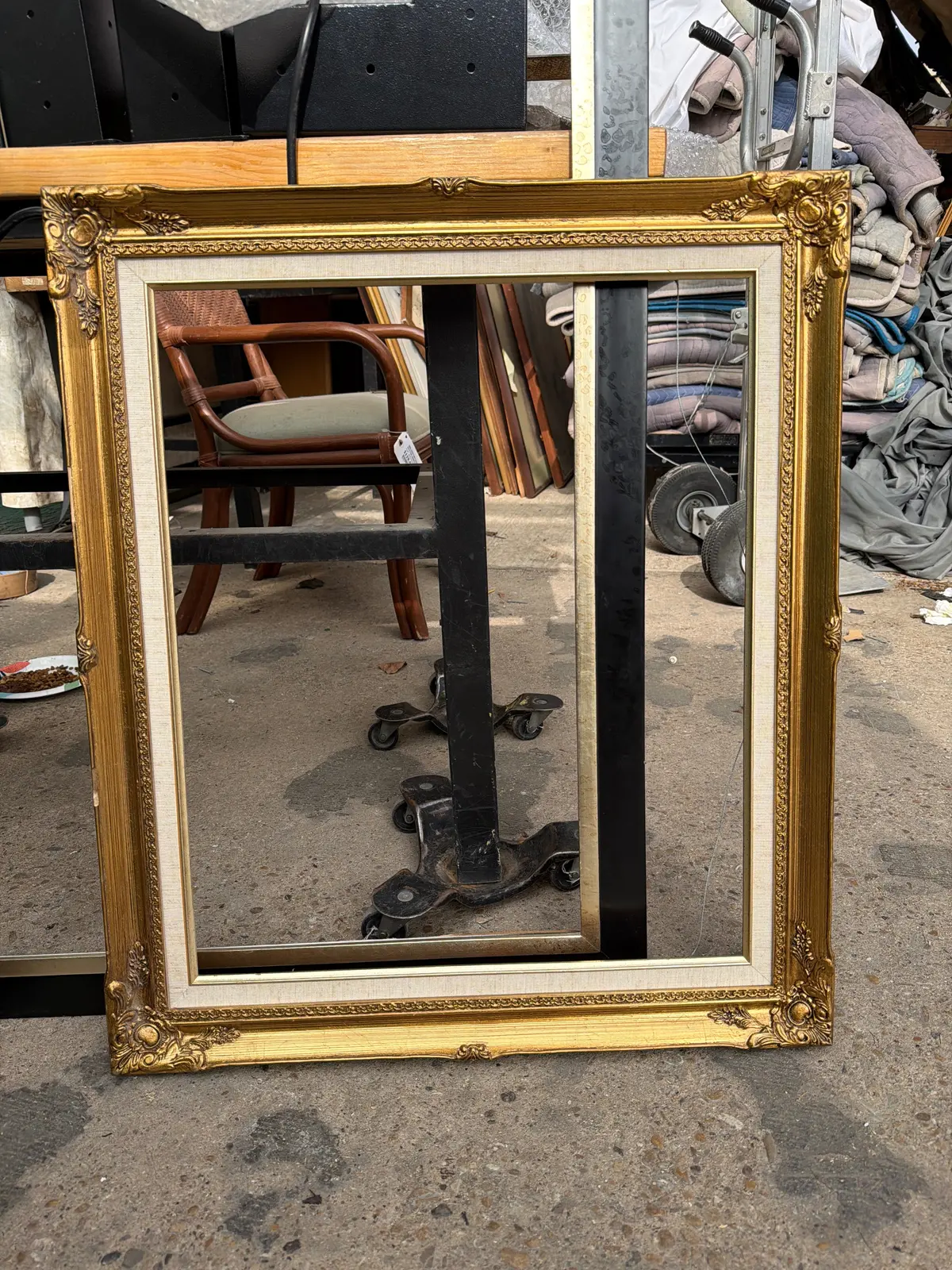 Gold Frame As Found With Inner Linen Border 1