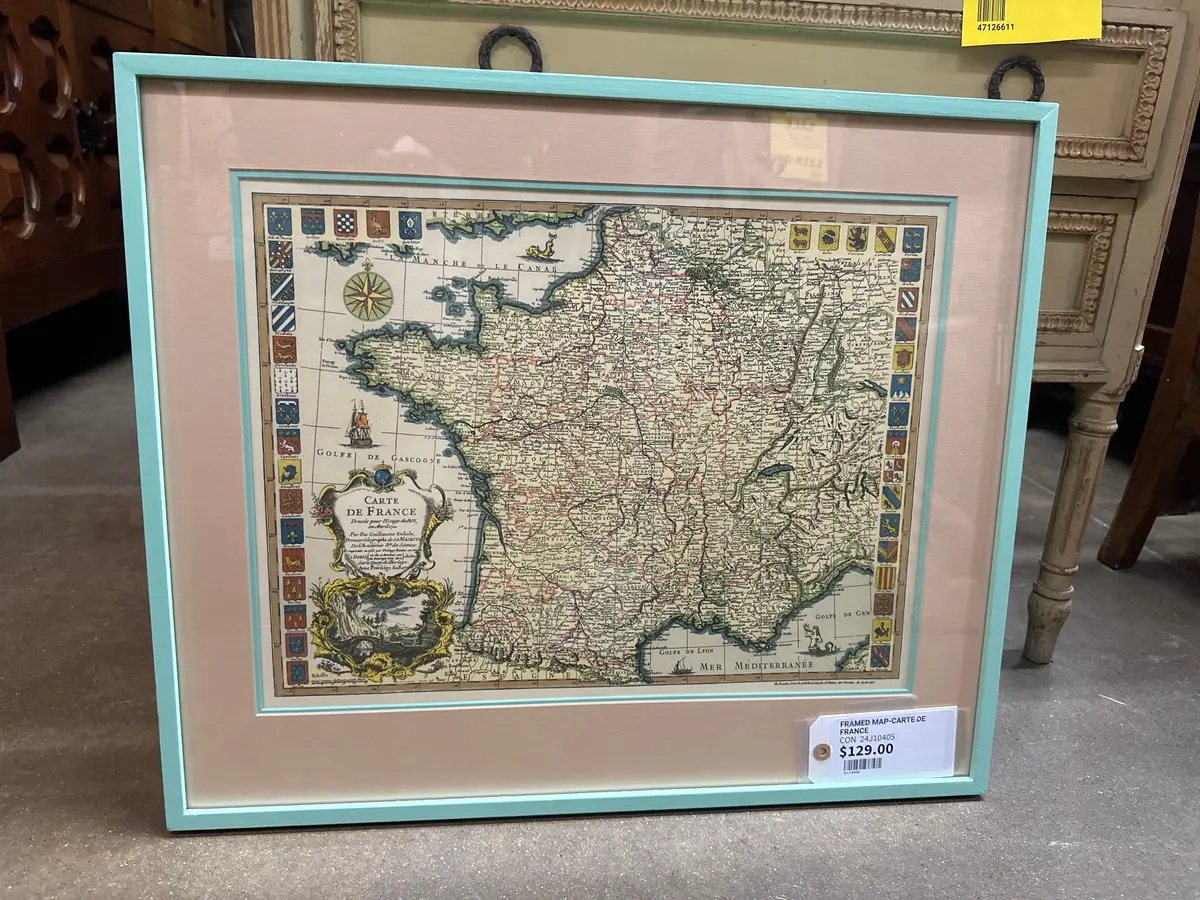 Framed Map-Carte De France 1