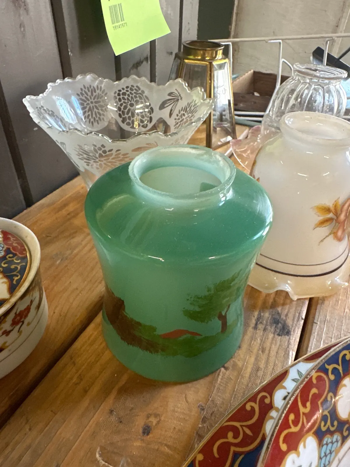 Vintage Green Glass Shade 1
