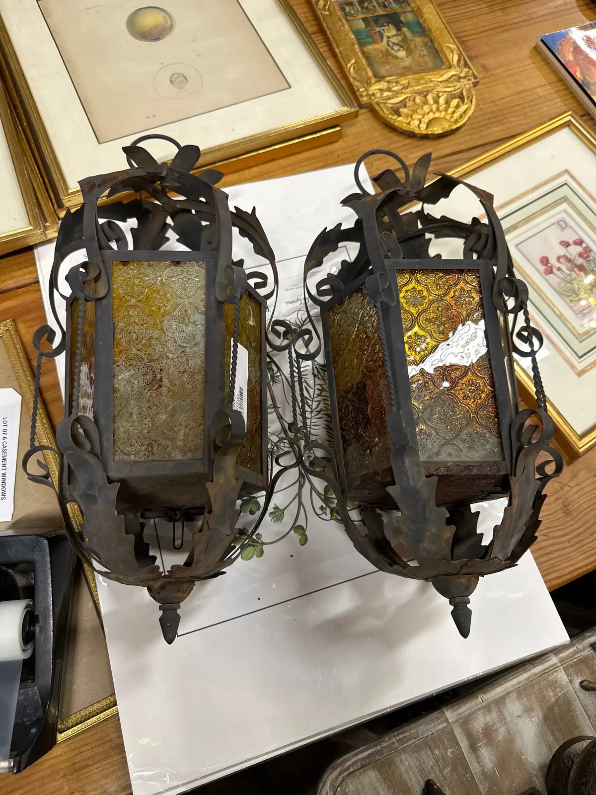 Pair Of Gold Glass Small Lantern 1