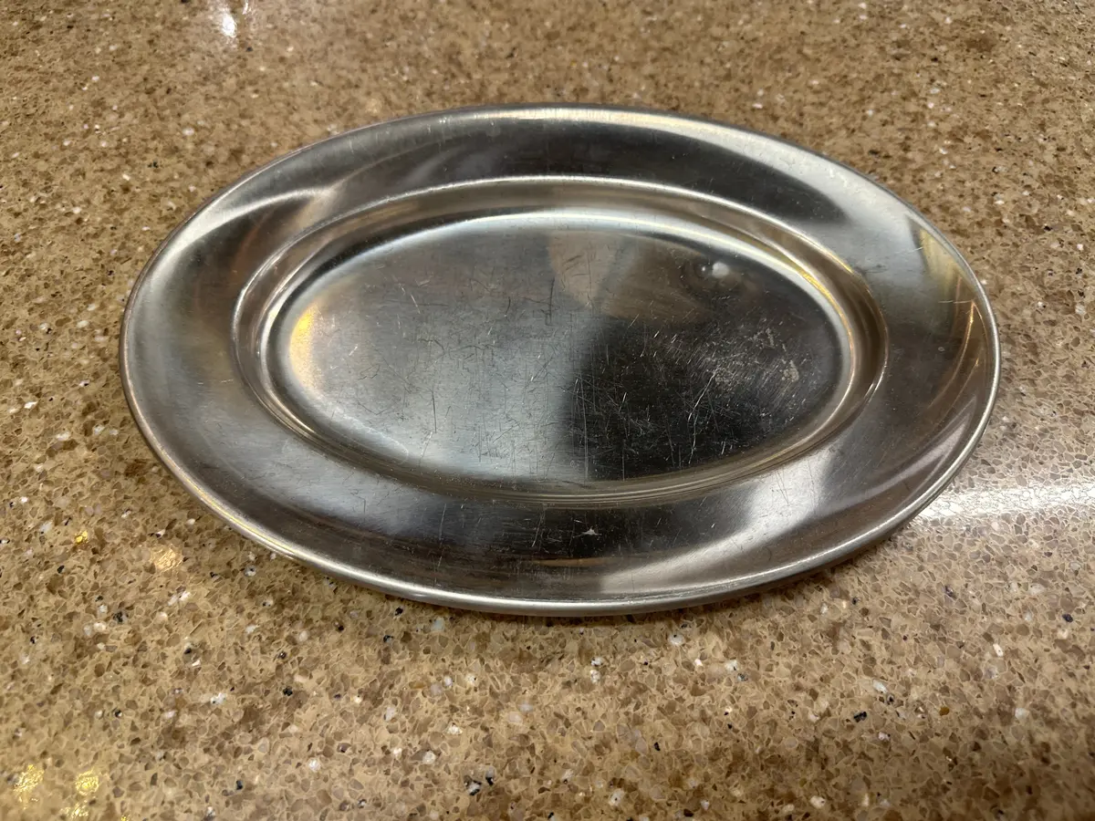 Midcentury Steel Serving Dish As Found 1