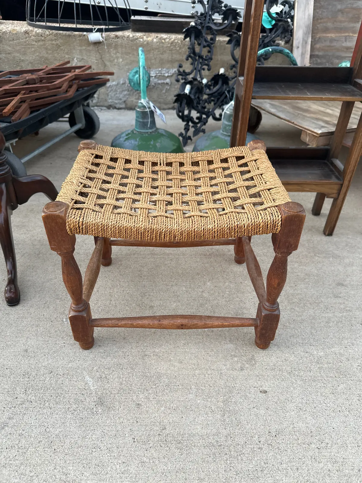 Small Oak Rush Seat Stool As Found 1