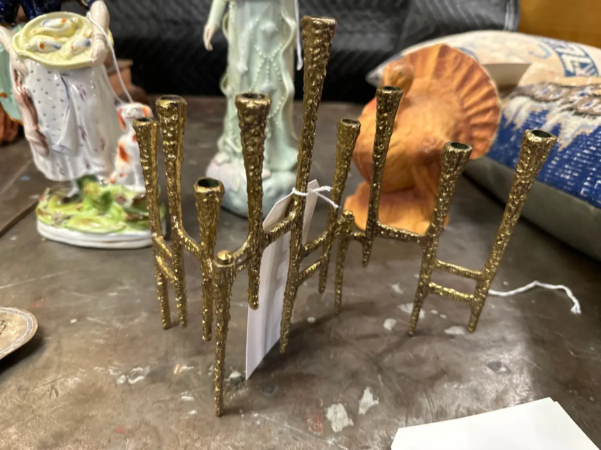 Tiny Folding Brass Candle Holder 1