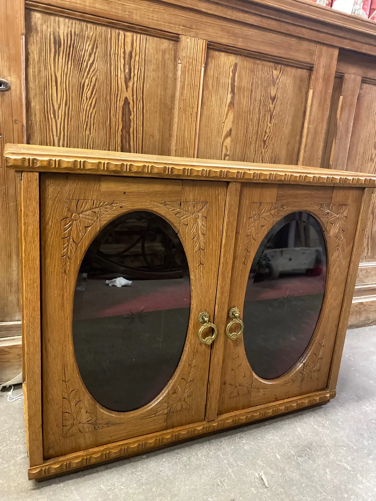 Two Door Oval Etched Glass Cabinet 1
