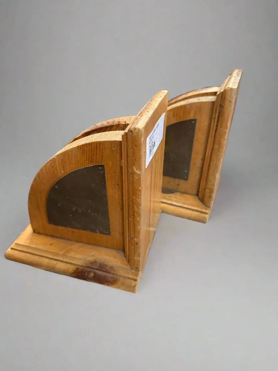 Pair Of Curved Wood Bookends 1