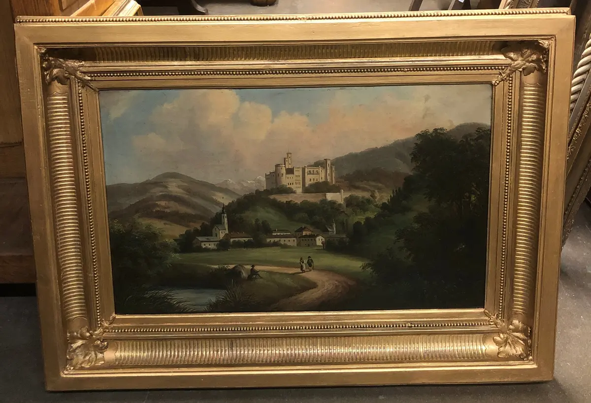 19Th Century Oil Painting Of Castle 1