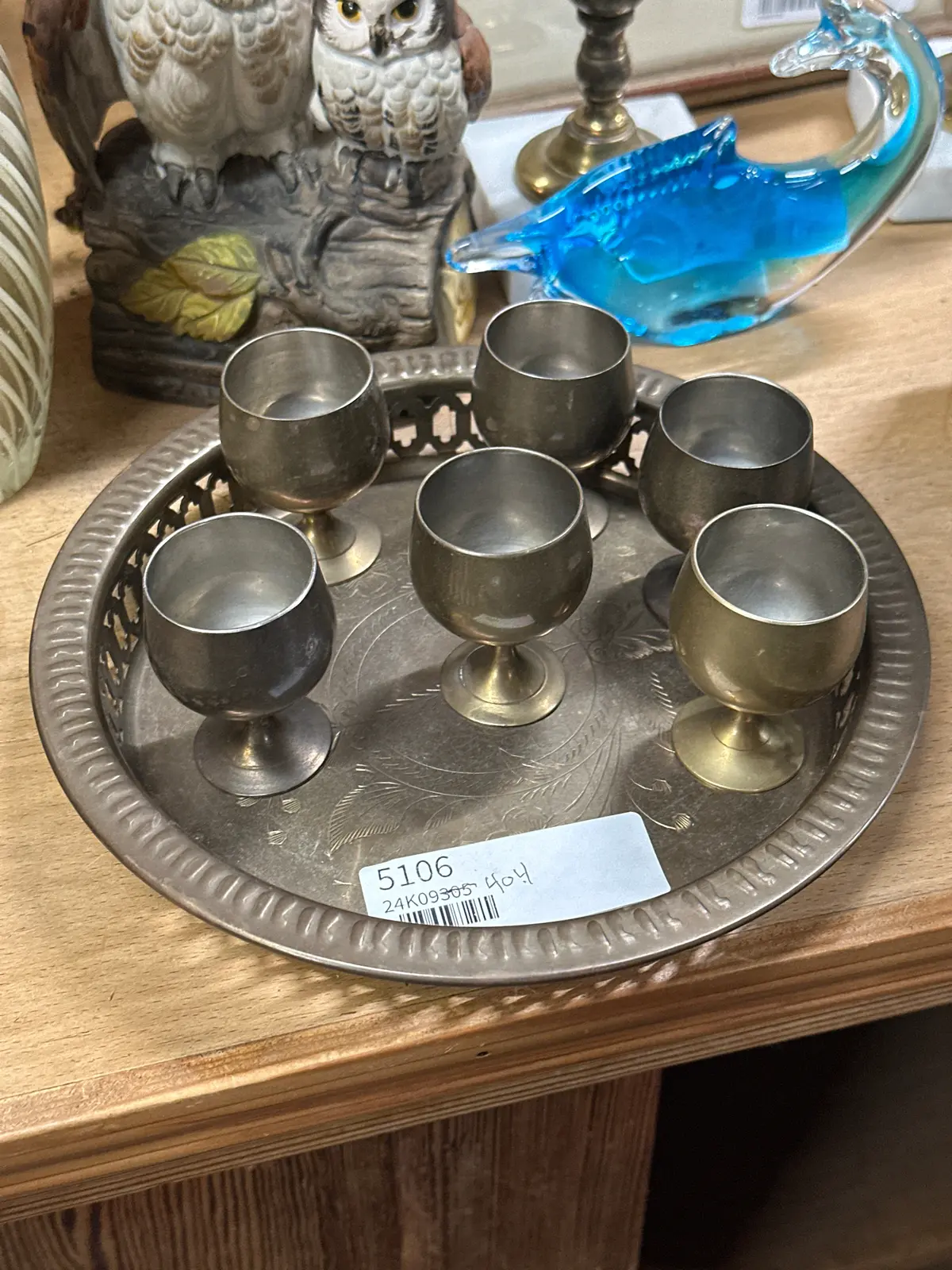 Brass Cordial Set With Round Brass Tray 1