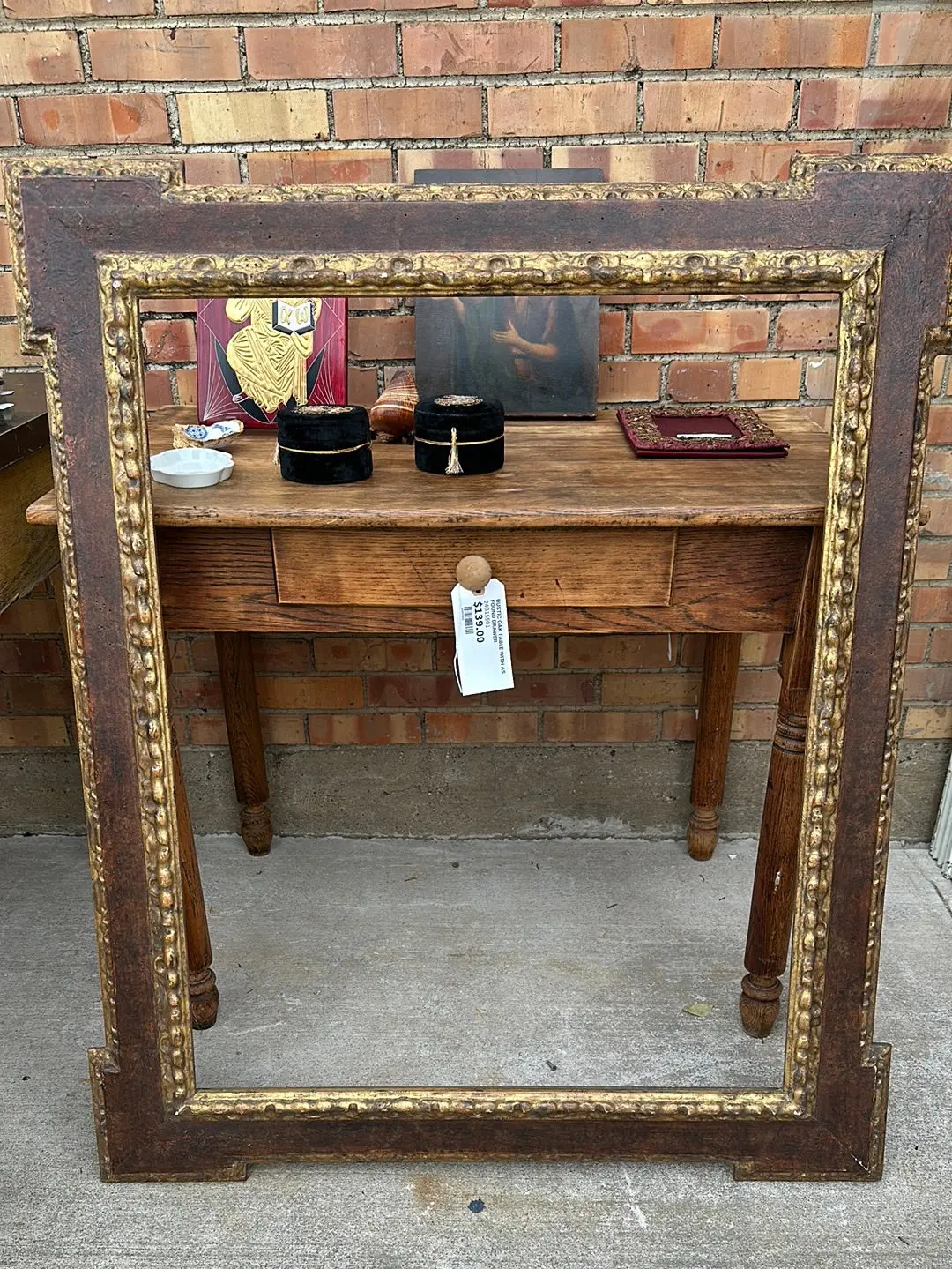 Large Italian Burled Wood Ornate Frame 1