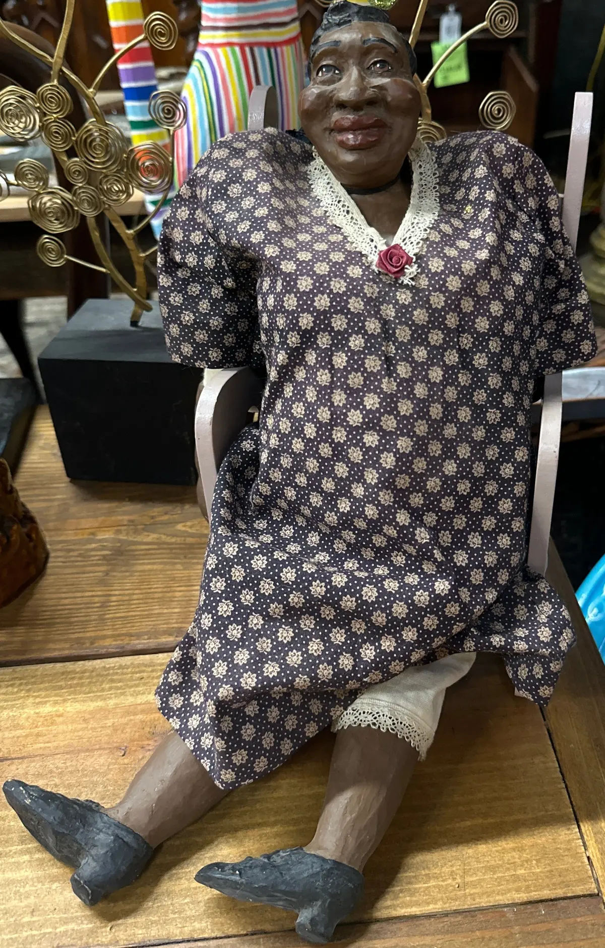 Carved Wood  Black Woman In Rocker 1