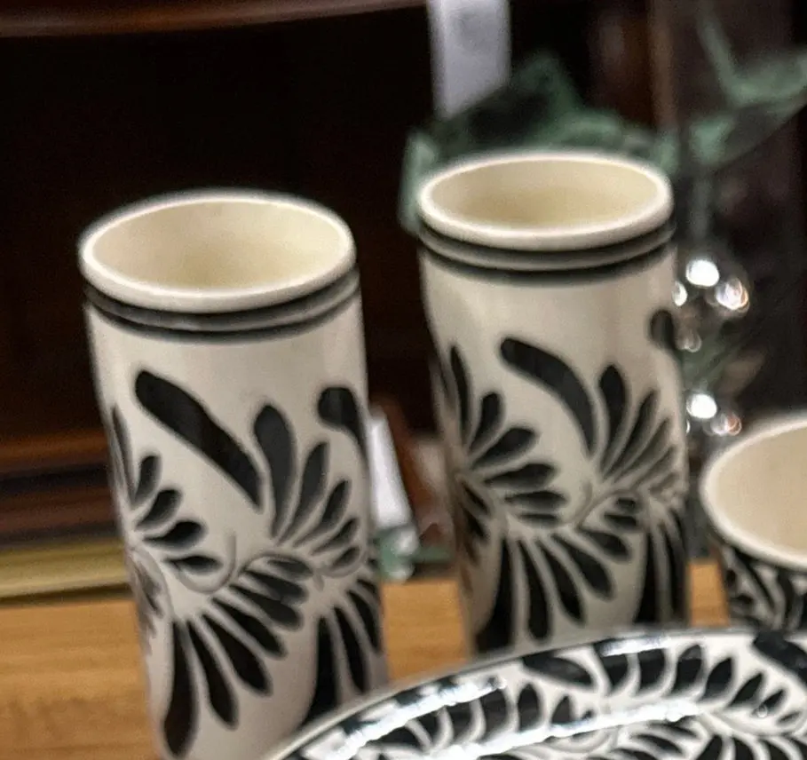 Pair Of Small Black And White Vases 1