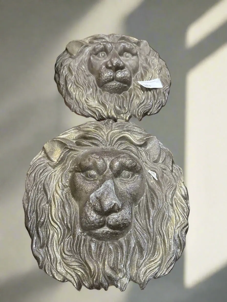 Set Of 2 Heavy Cast Iron Lion Faces 1