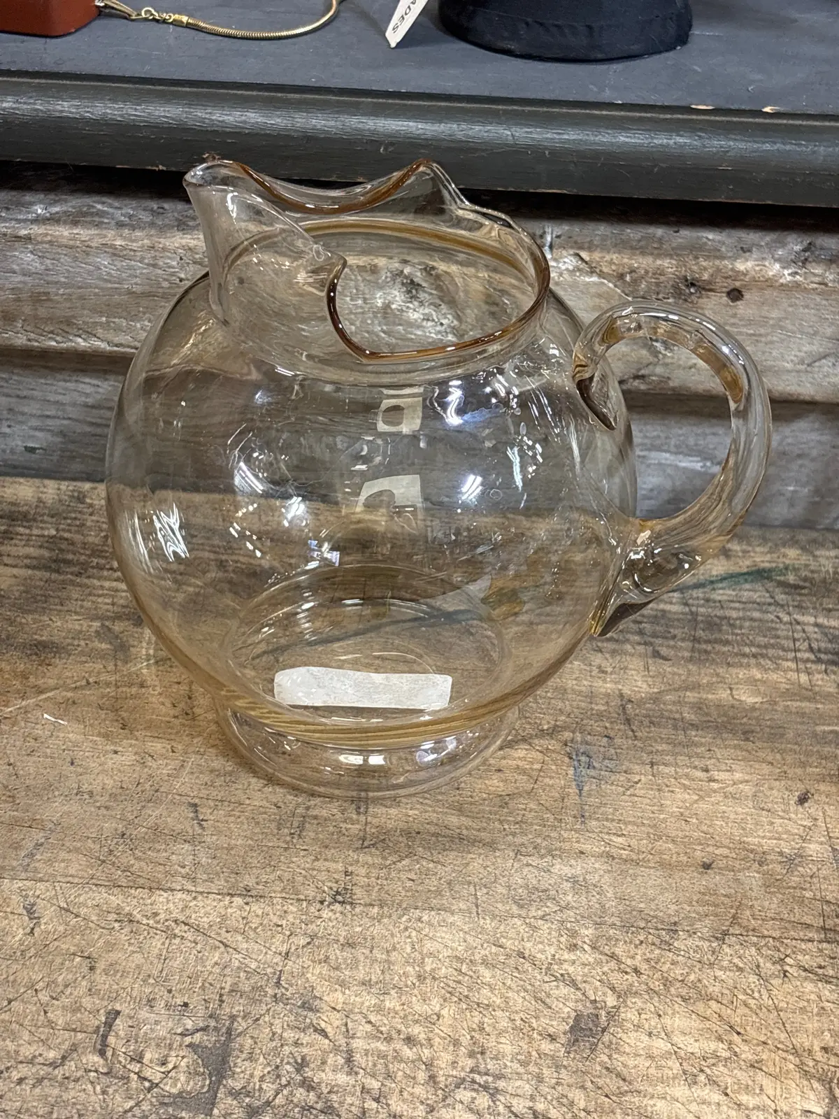 Clear Blown Glass Pitcher 1