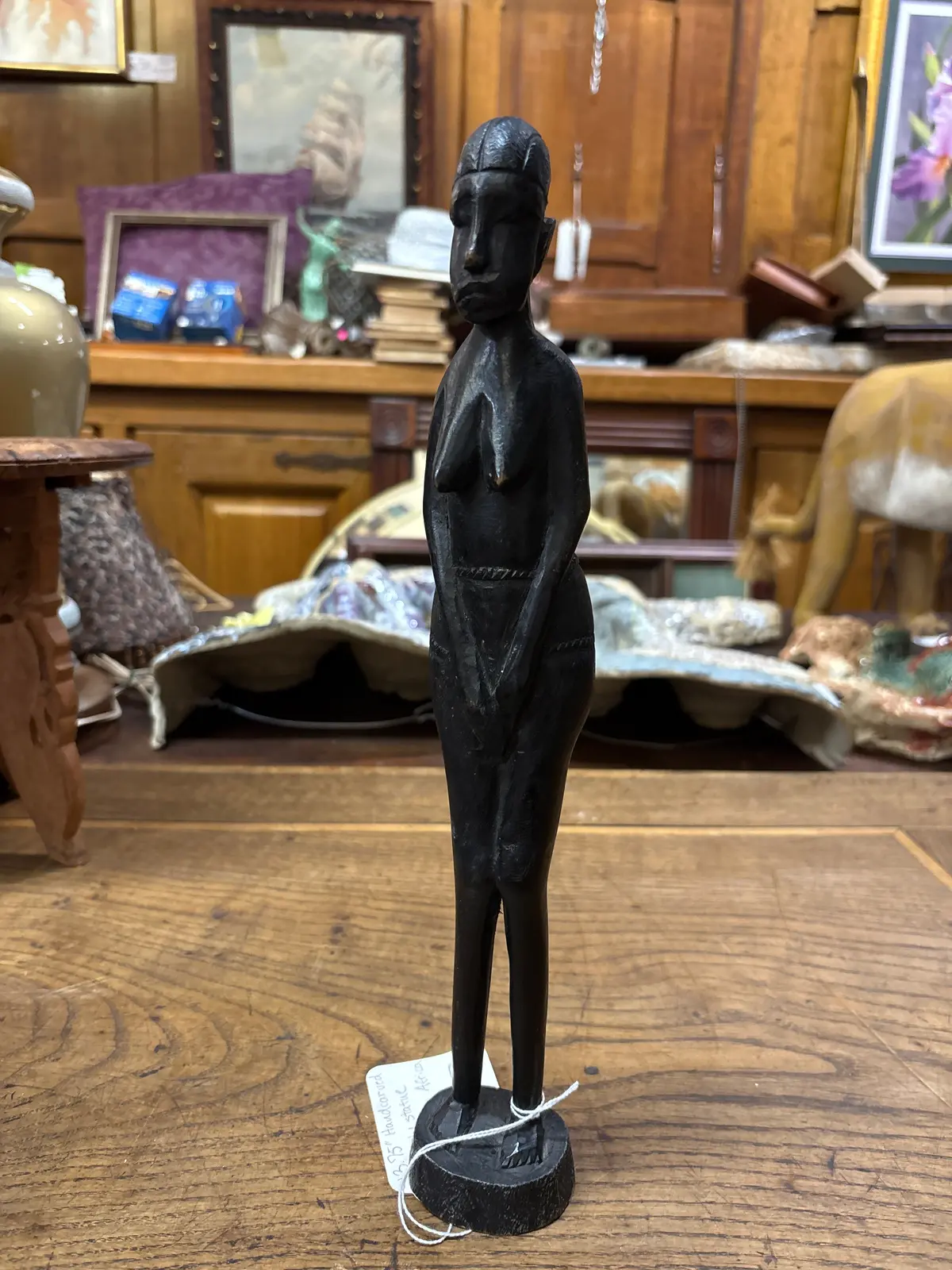 Carved Topless African Woman Statue 1