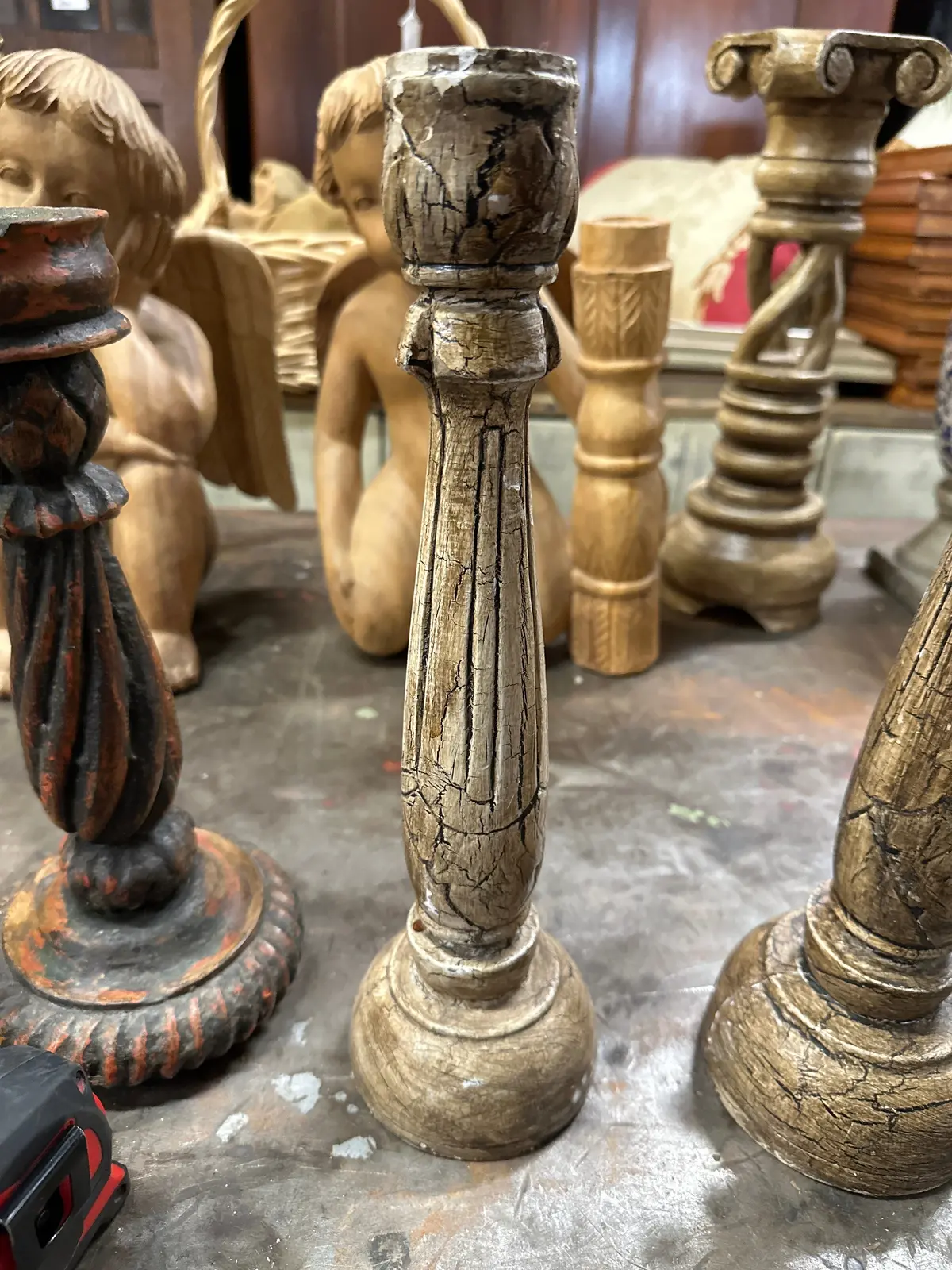 Wood Ivory Color Candle Stand 1