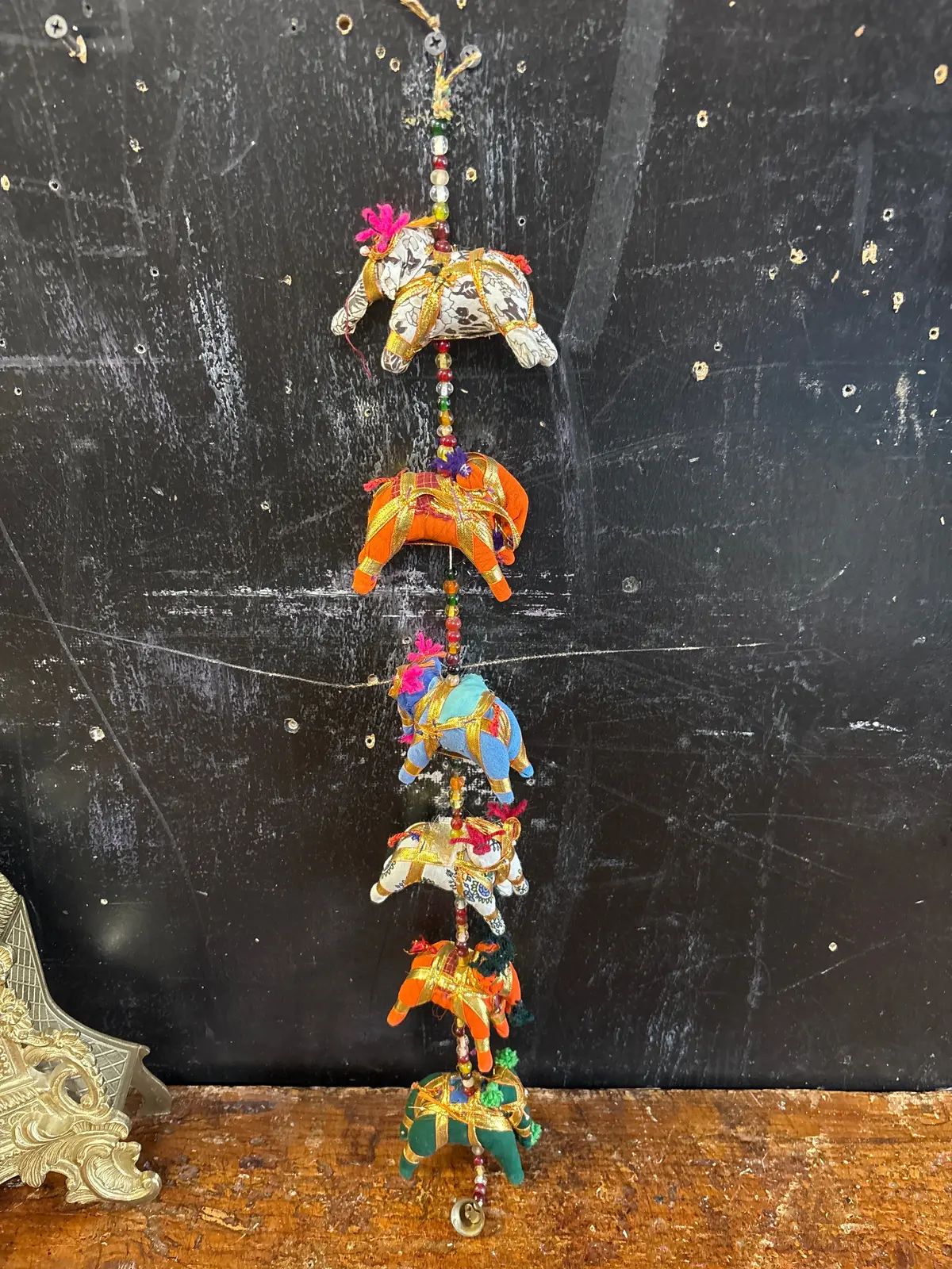 6 Hanging Fabric Elephants With Beads 1