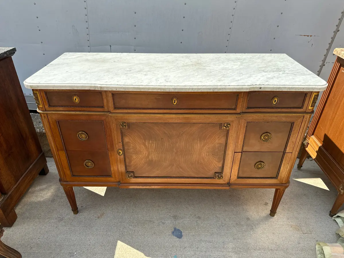 Louis Xvi Marble Top Mahogany Commode 1