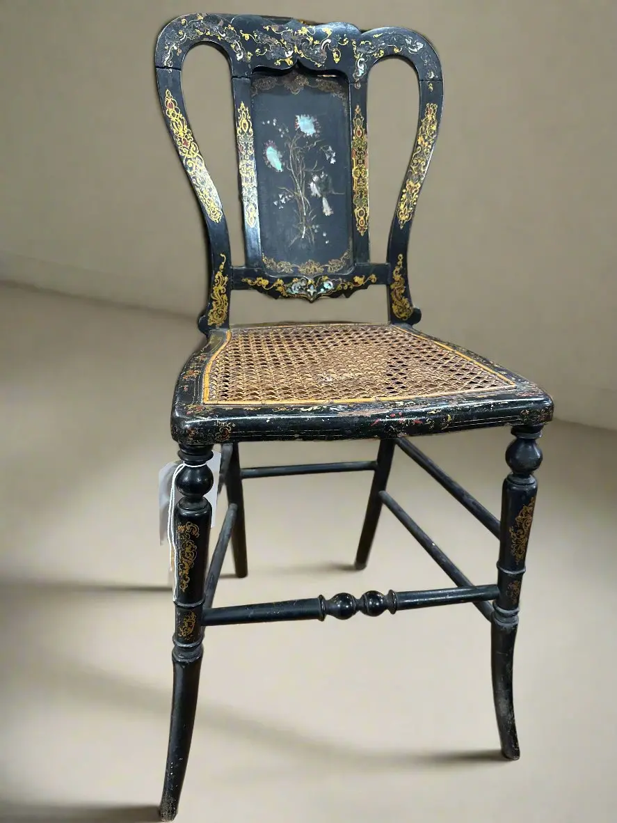 Mother Of Pearl Ebonized Chair 1