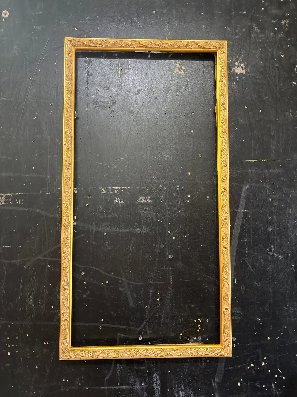 Sold - Long Bright Gold Frame With Foliate Design 1