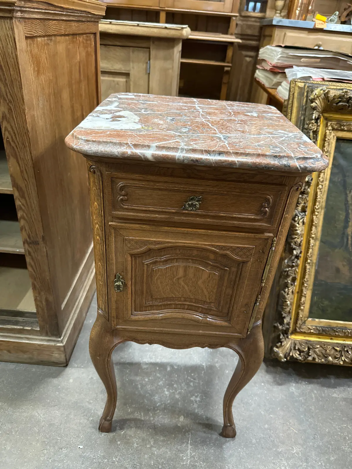 Louis Xv Lavanta Marble Top Oak Night Stand 1