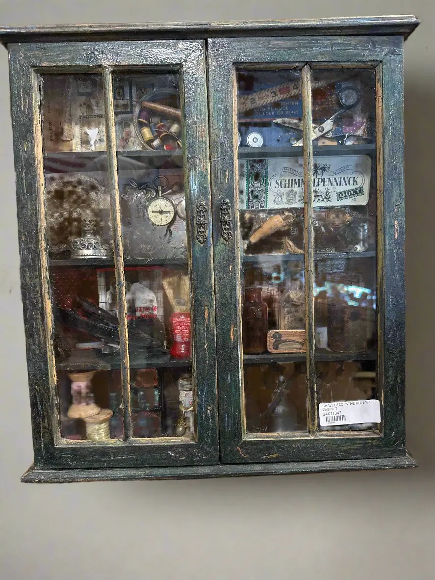 Small Decorative Blue Wall Cabinet 1