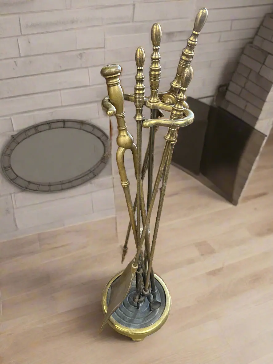 As Found Brass Fireplace Set 1