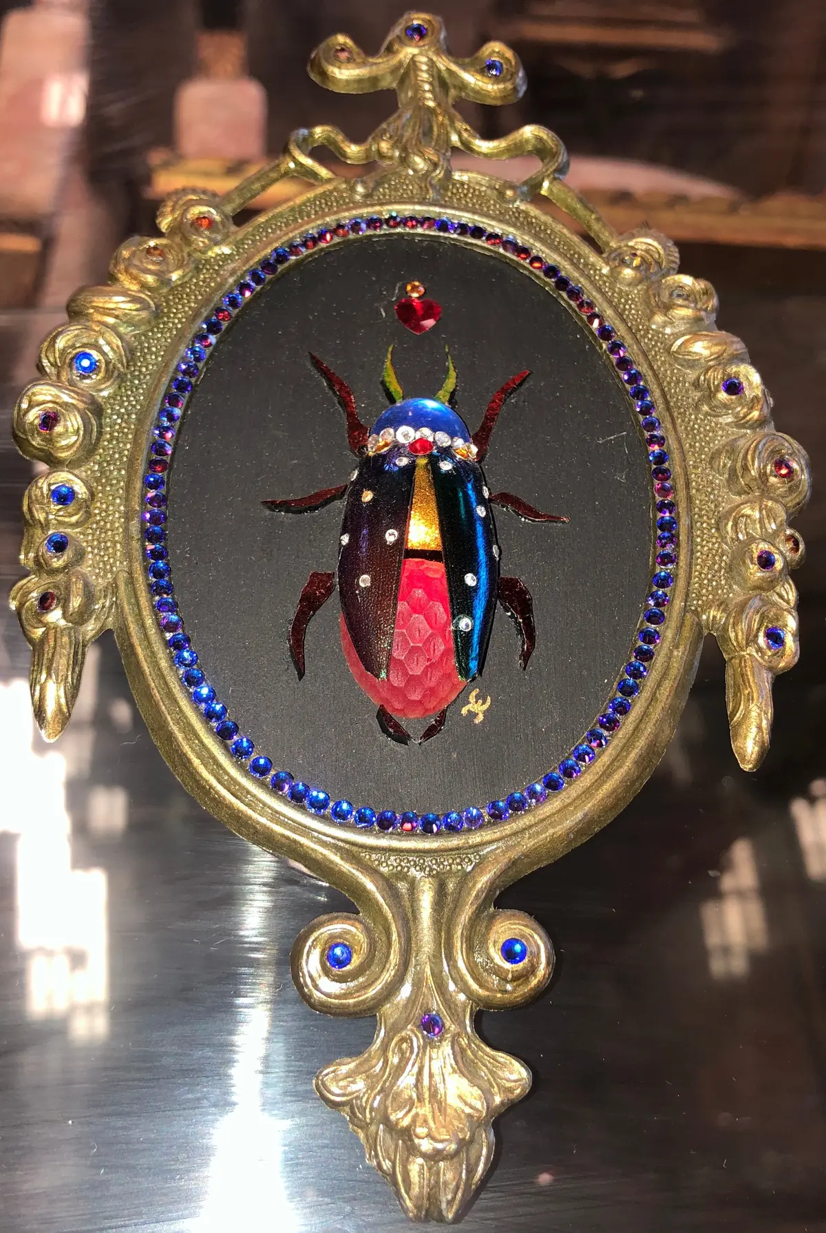 Pair Of Cassey Edmunds Jeweled Scarabs 1