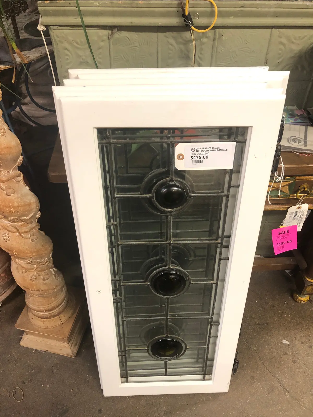 Set Of 5 Stained Glass Cabinet Doors With Rondels 1