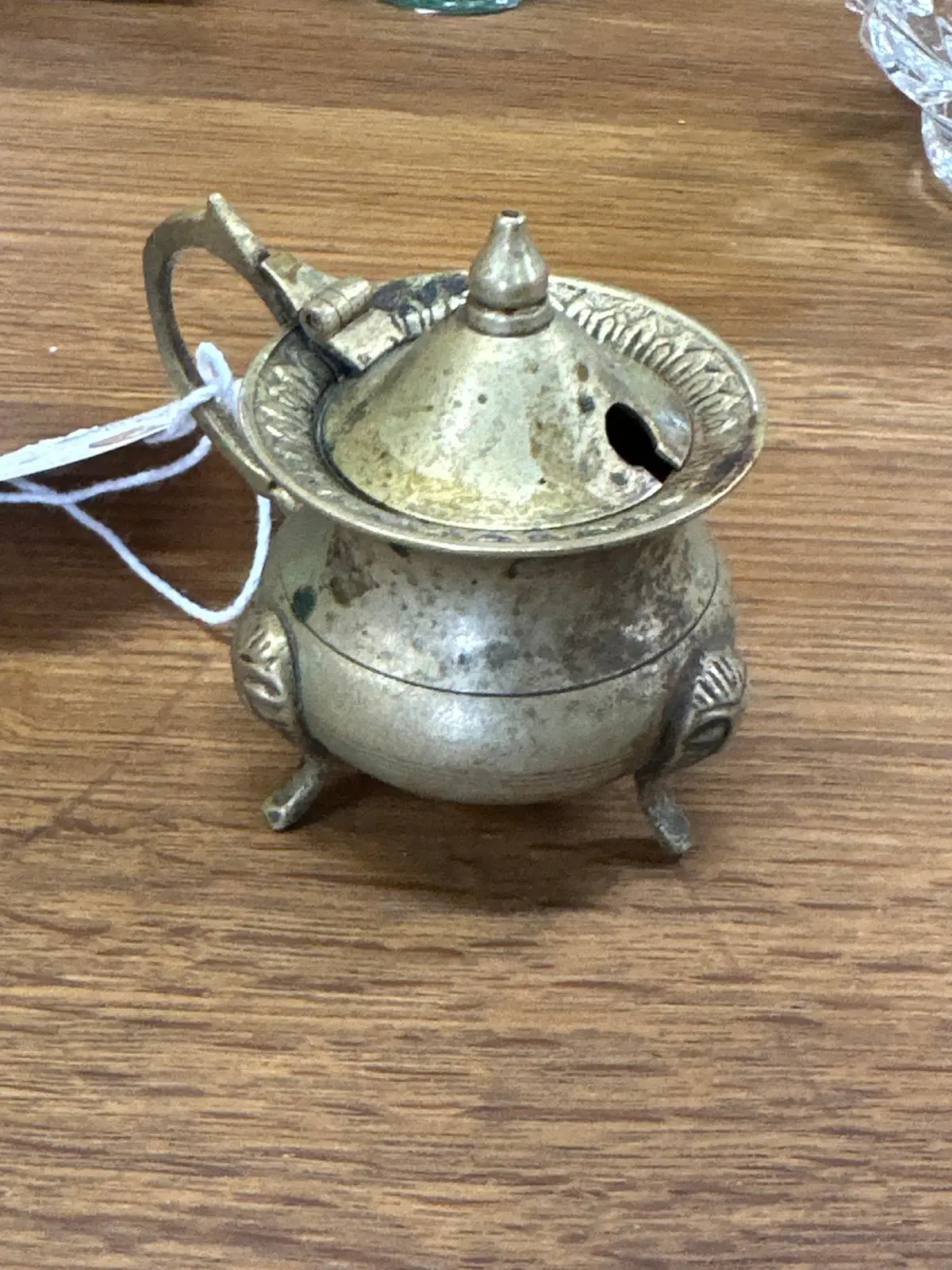 Small Lidded Brass Mustard Jar 1