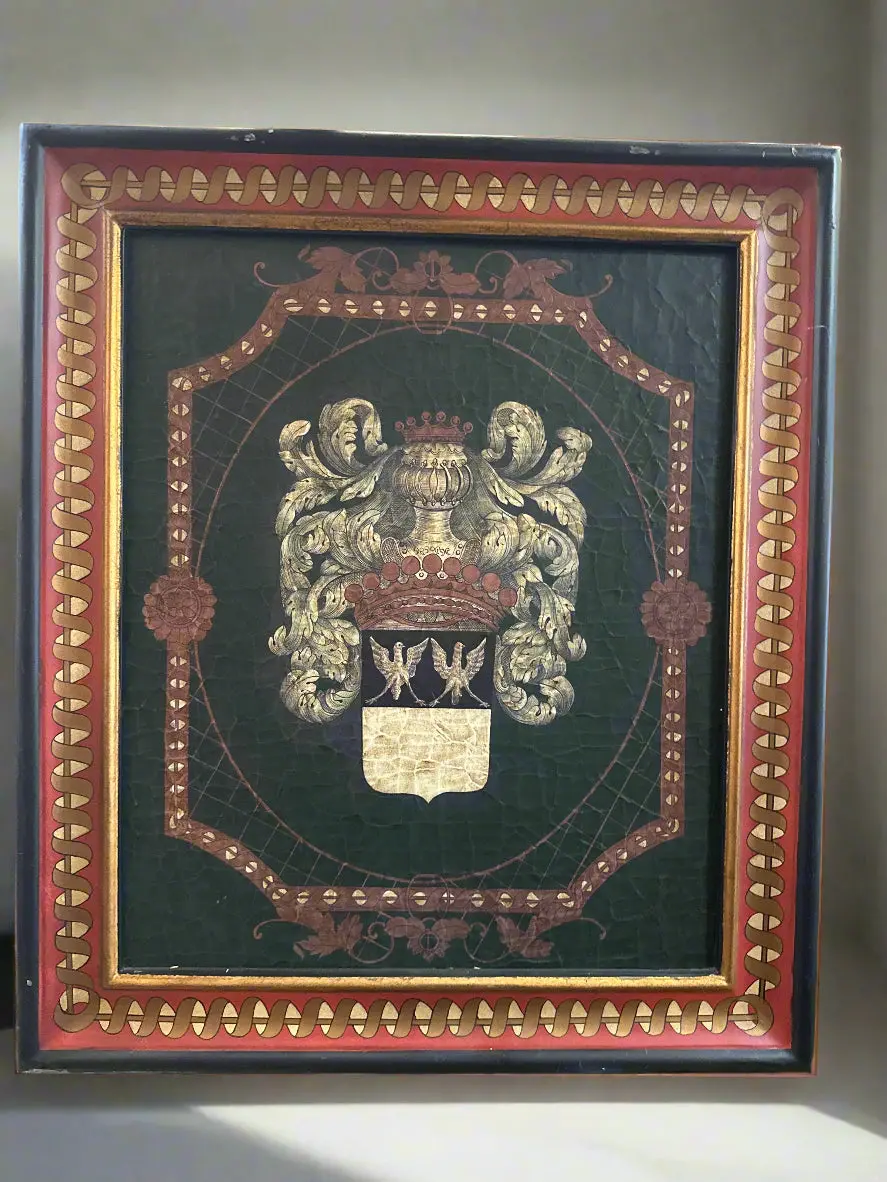 Pair Of Framed Shield Paintings 1