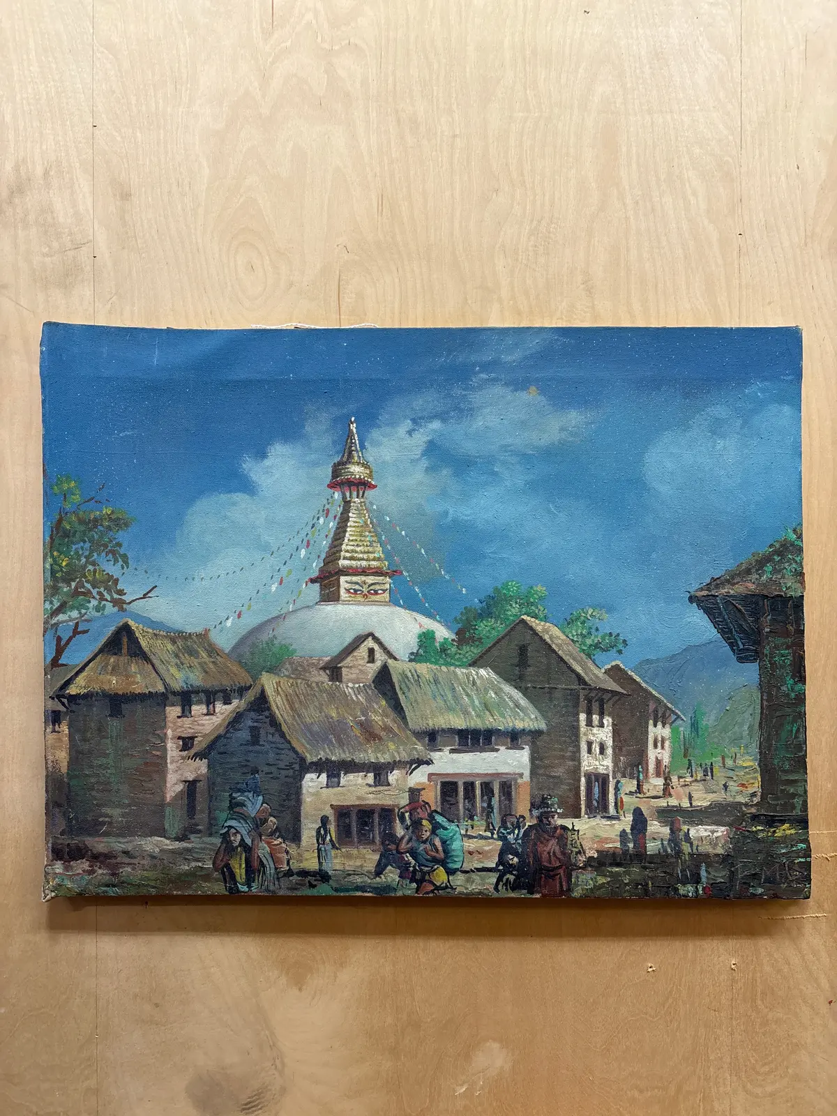 Unframed Boudhanath Stupa Oil Painting On Canvas 1
