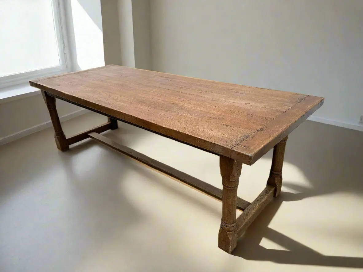 Bread Board Ends,Turned Leg Oak Farm Table 1