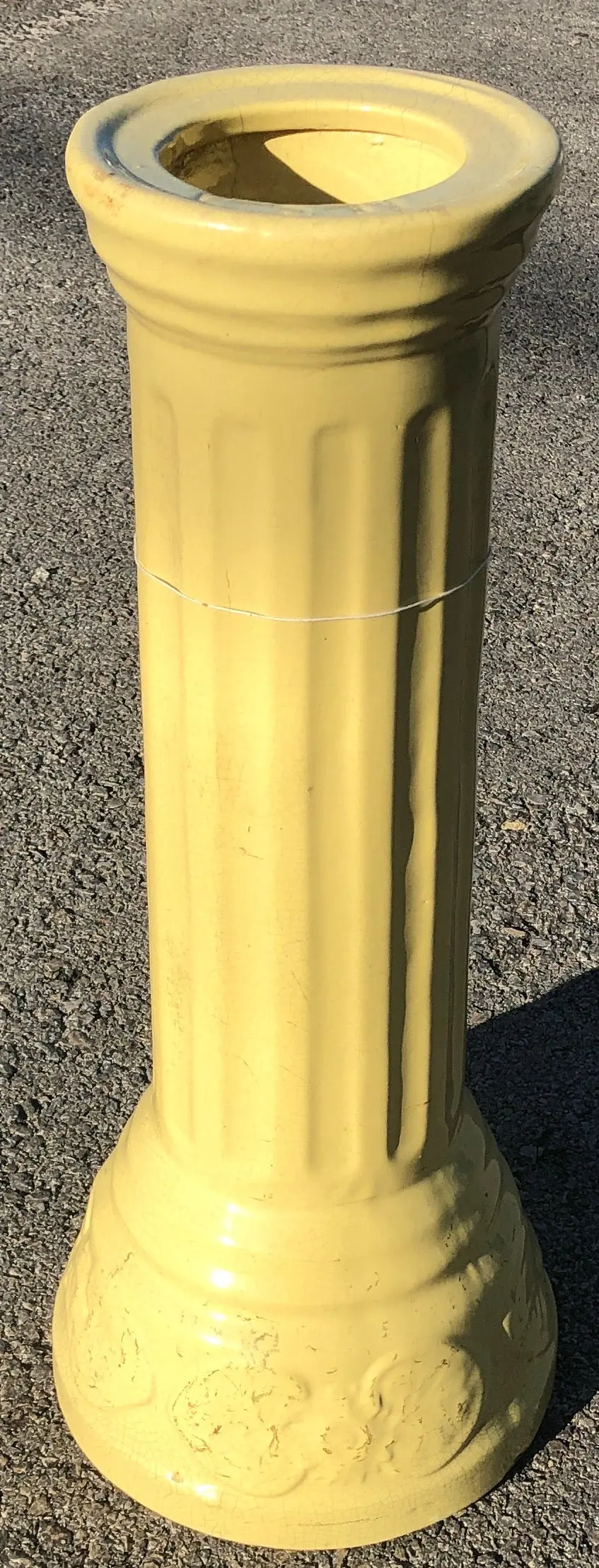 Yellow Glazed Terracotta Pedestal Base-As Found 1
