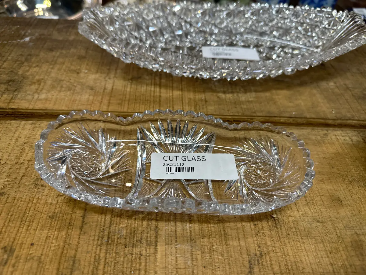 American Brillant Cut Crystal Oval Dish 1