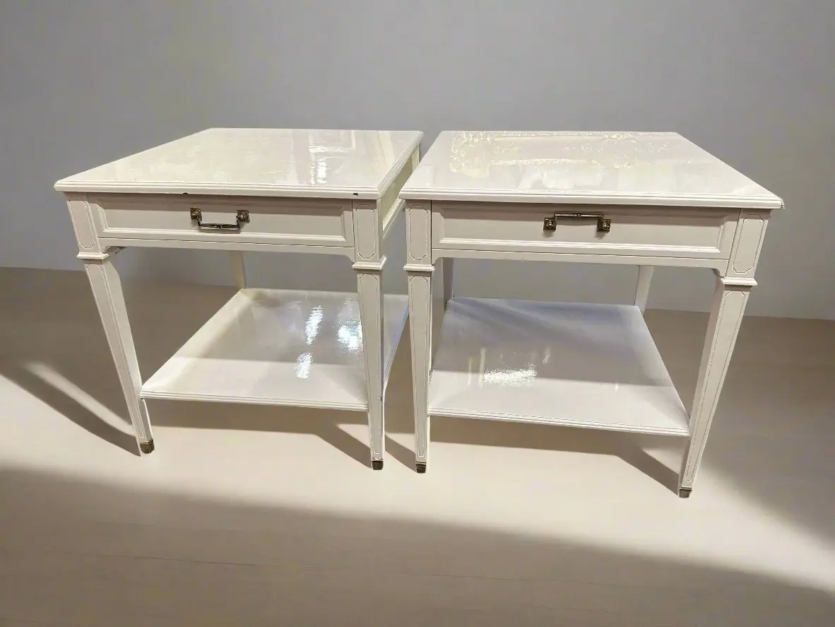 Pair Of White End Tables 1