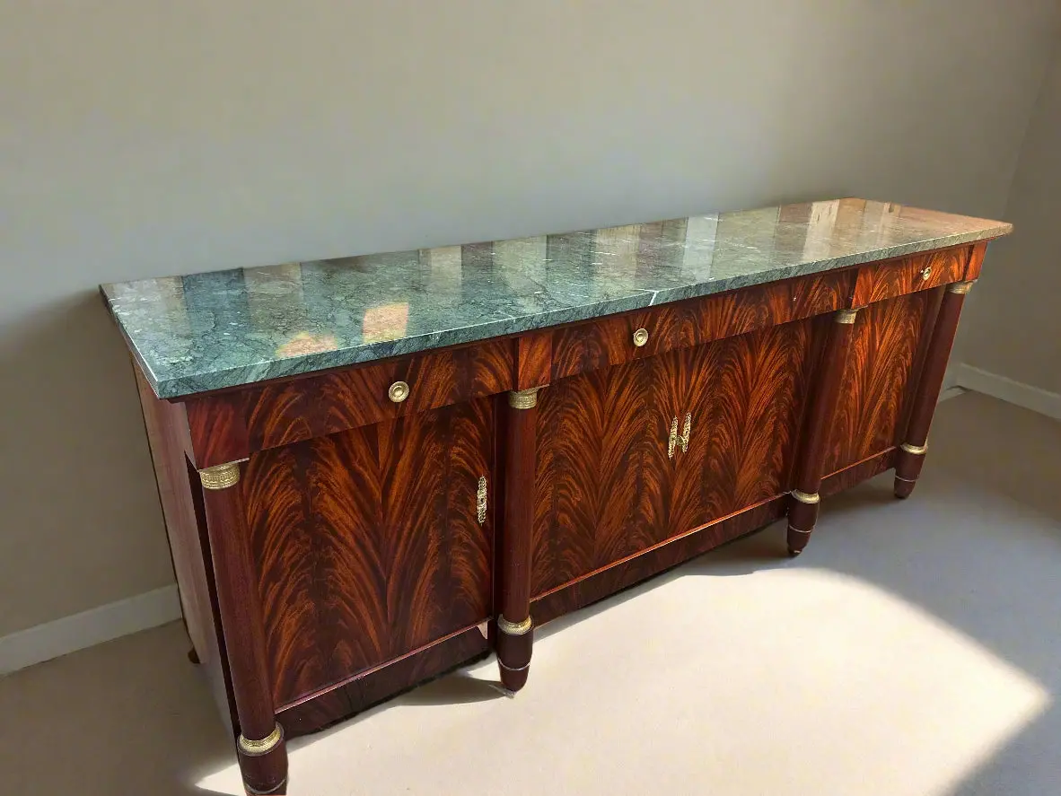 Empire Green Marble Top Mahogany Sideboard As Found 1