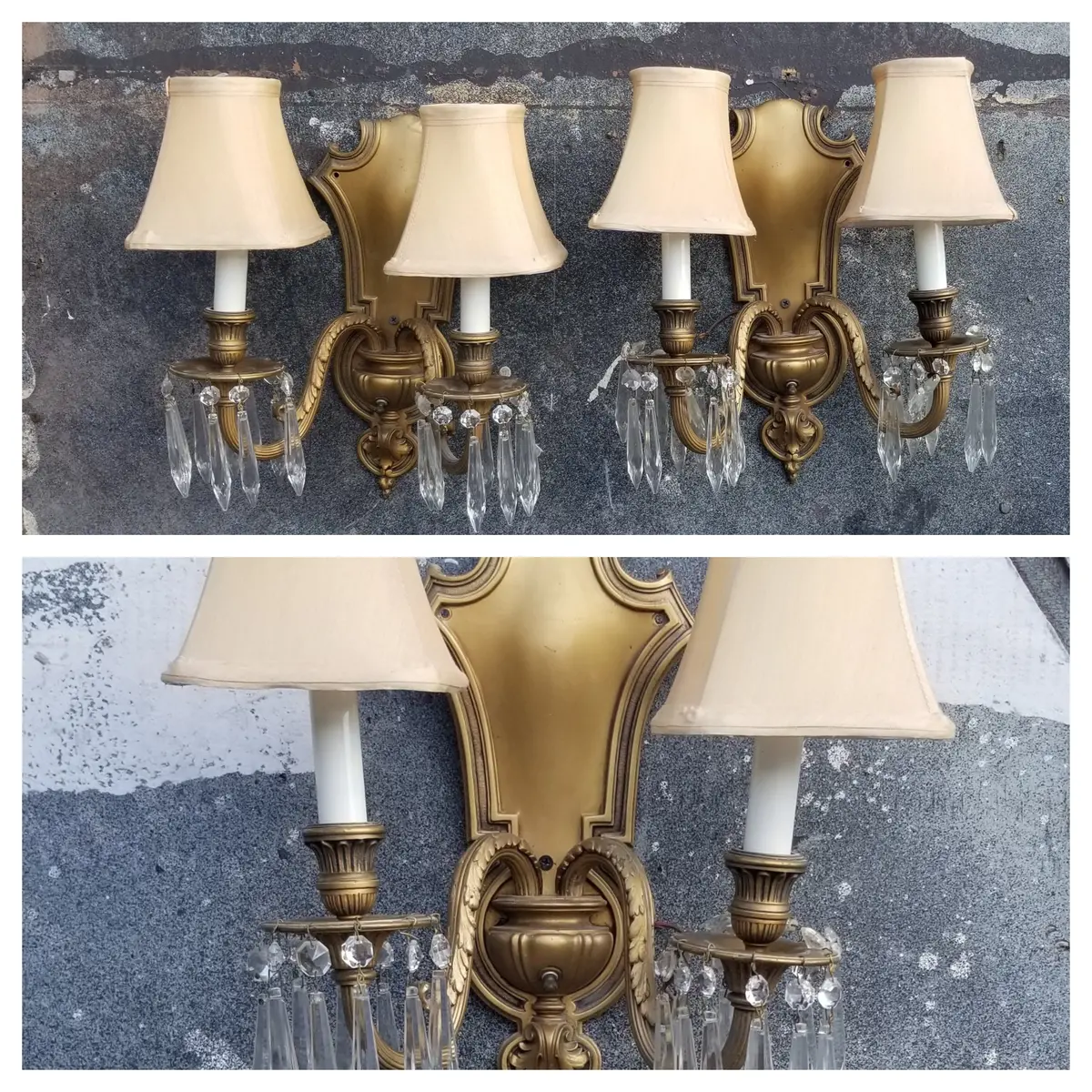 Set Of 3 Brass Double Arm Sconces 1