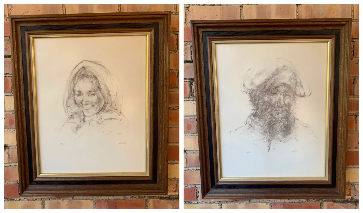 Pair Of Signed And Numbered Man And Woman Prnts By Hibel 1