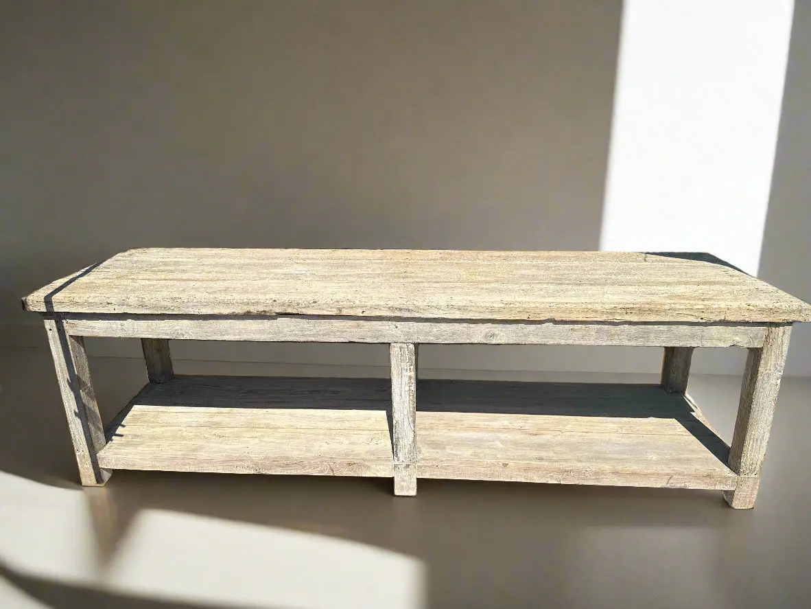 Rustic Work Counter Table With Lower Shelf 1