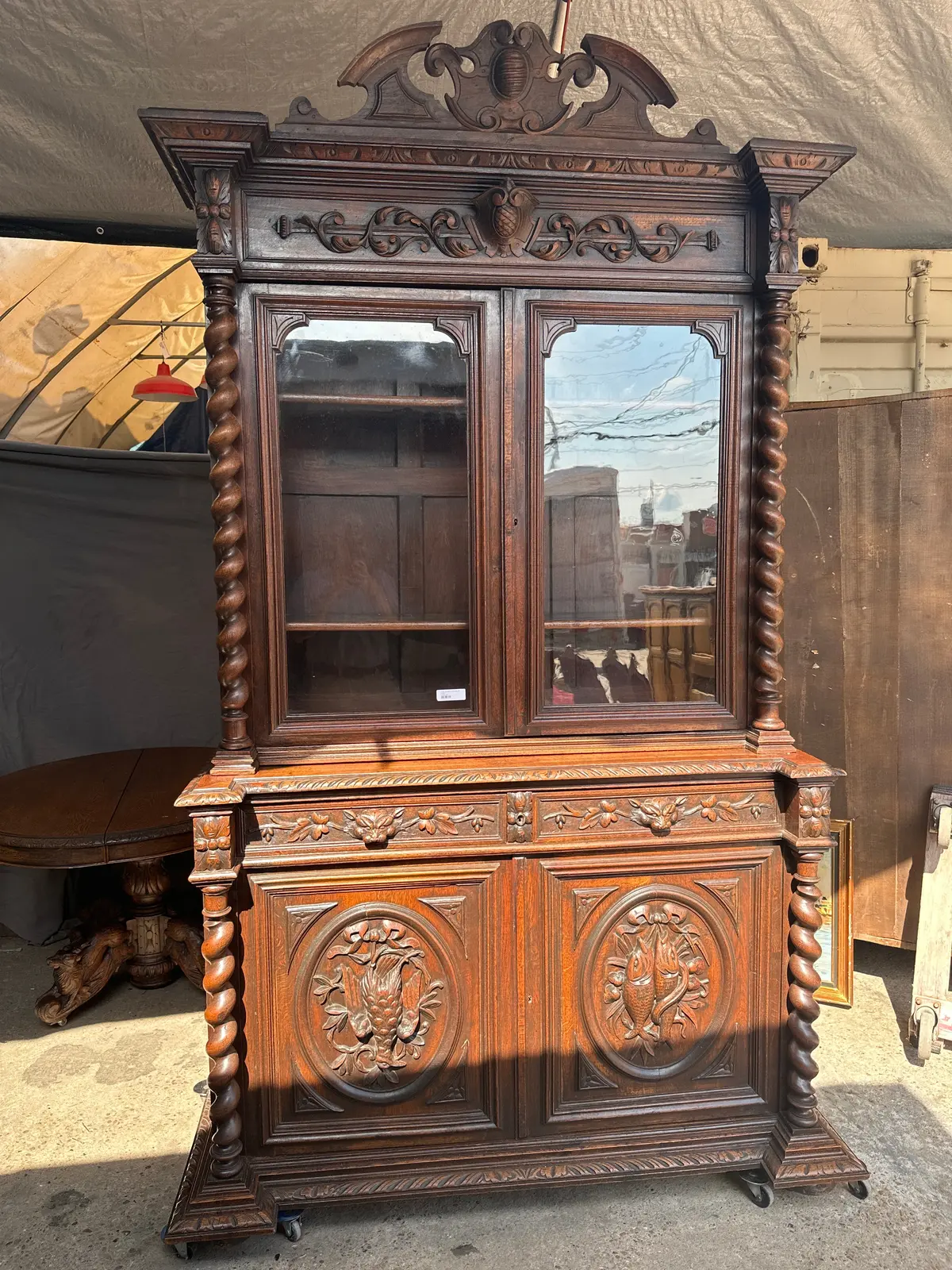 Louis Xiii Oak Bookcase On Cabinet 1