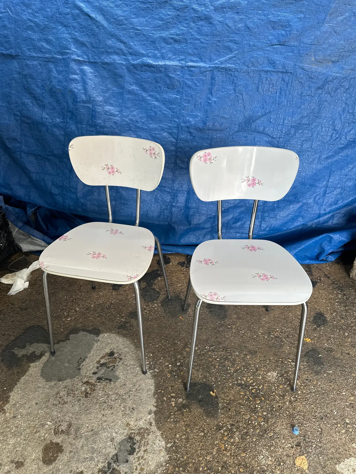 Pair Of Formica Floral Chairs 1