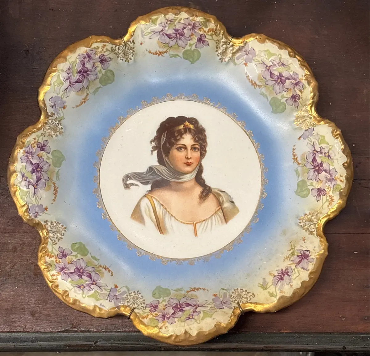 Portrait Plate Of Lady Josephine Surrounded By Lavendar Flowers 1